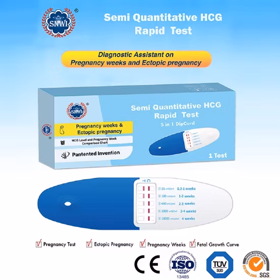 Venta al por mayor Kit de prueba HCG para uso en el hogar Tiras de prueba de embarazo HCG en orina de un paso